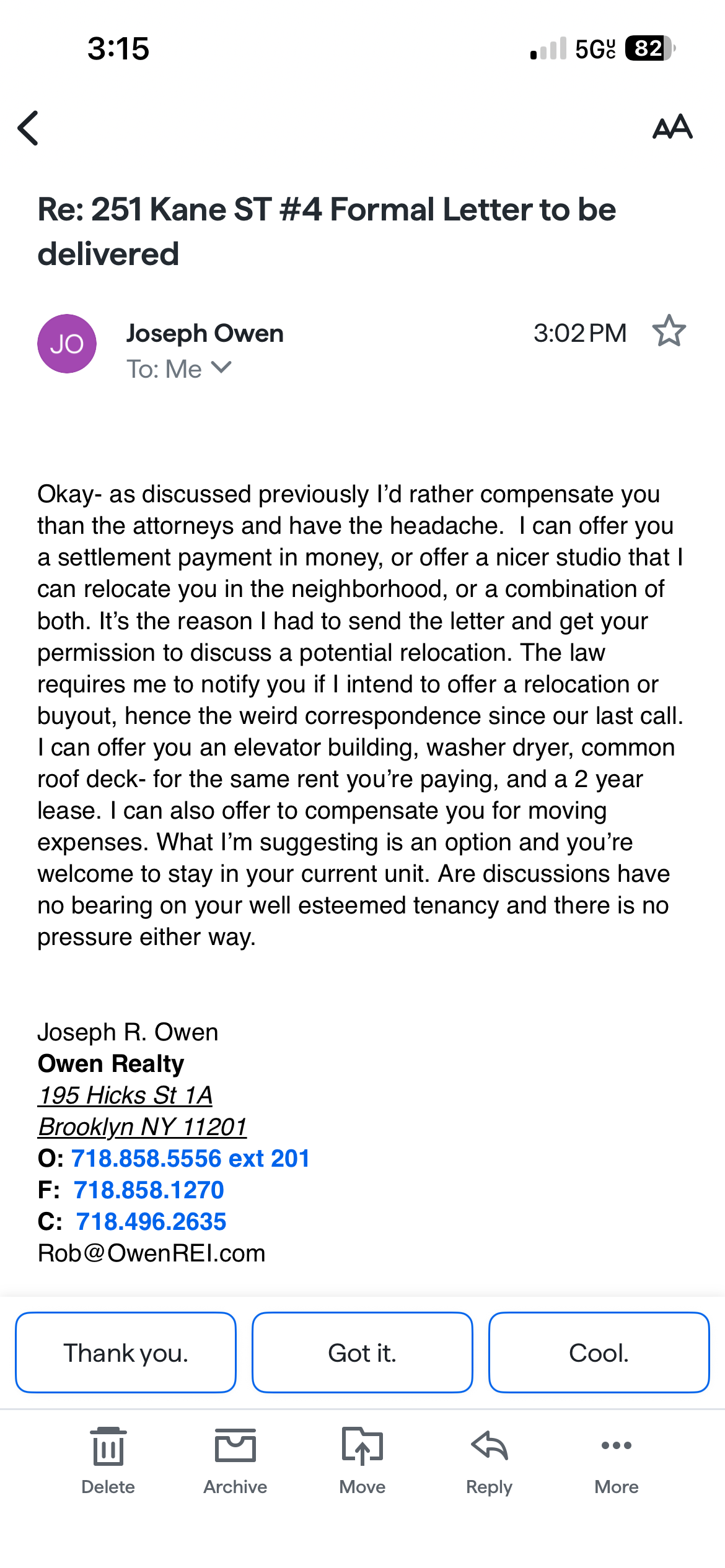 Owen email, 3:02 PM: the concrete offer